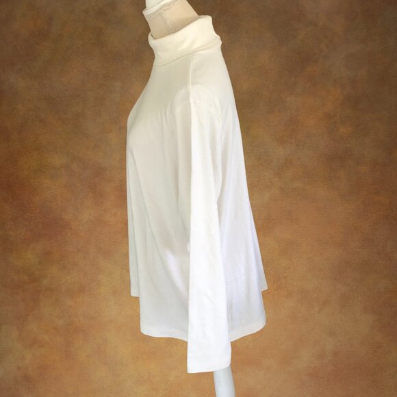 Lands End Supima Cotton Ivory Cream Turtleneck 1X Long Sleeve Shaped Fit - Picture 6 of 10
